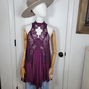 Free People Oversized Tank Dress Purple Sleeveless Mini Relaxed Fit Size XS